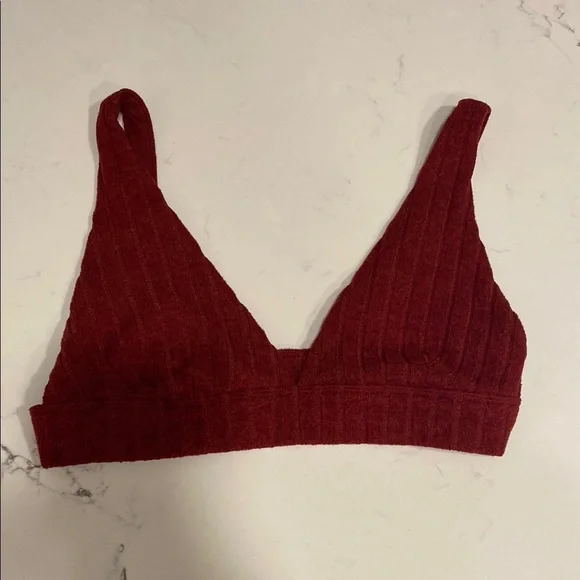Alo Yoga Ribbed Take Comfort Bra in Cranberry Red - Picture 2 of 6